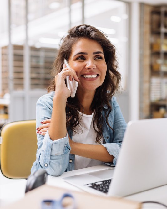 business woman on the phone