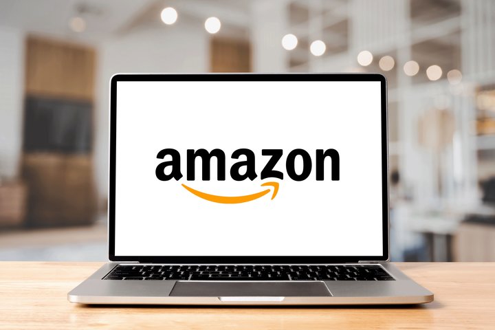 Amazon logo on laptop showcasing one of our integration platforms.